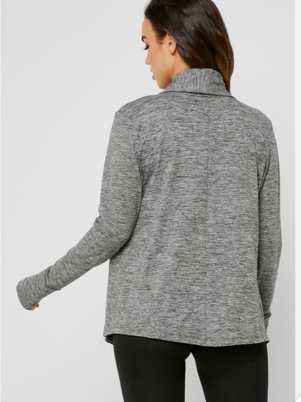 Nike Yoga Waterfall Open front Cardigan. Heathered Grey. Small - Picture 3 of 10